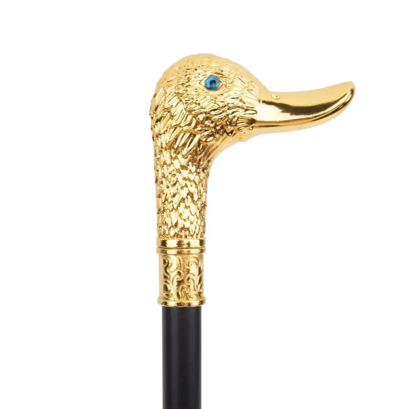Canne avec Pommeau Tête de Canard Dorée et Détails Texturés