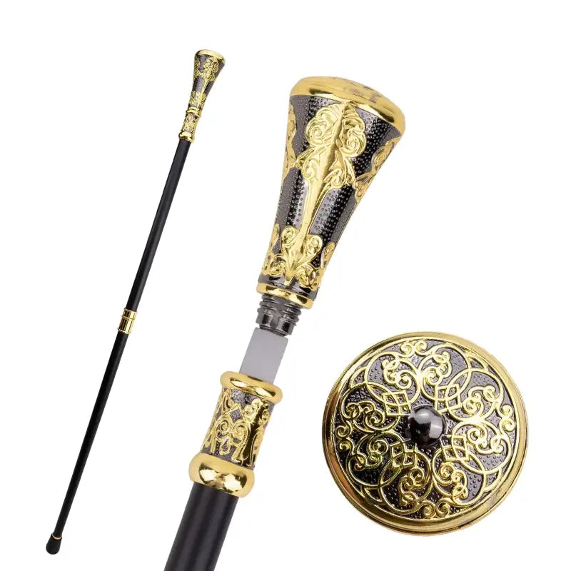 Canne d'Exception à Motifs Baroques Dorés