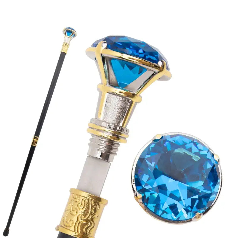 Canne Opulente avec Gemme Bleue Scintillante