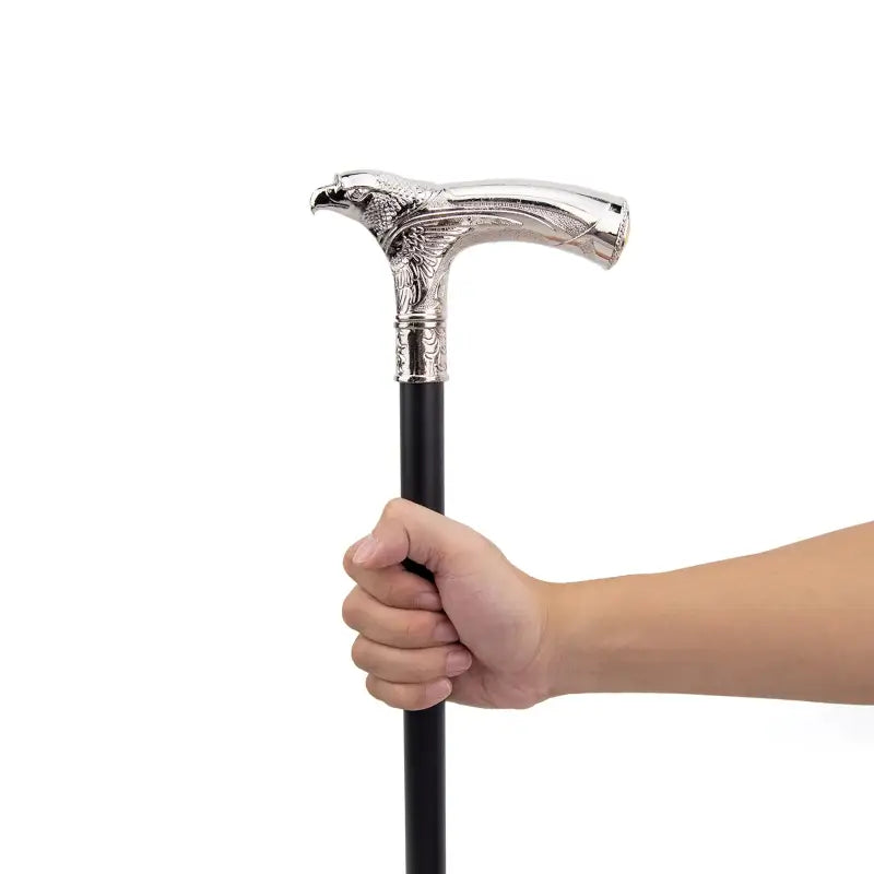 Canne sculptée tête d'aigle avec finitions raffinées